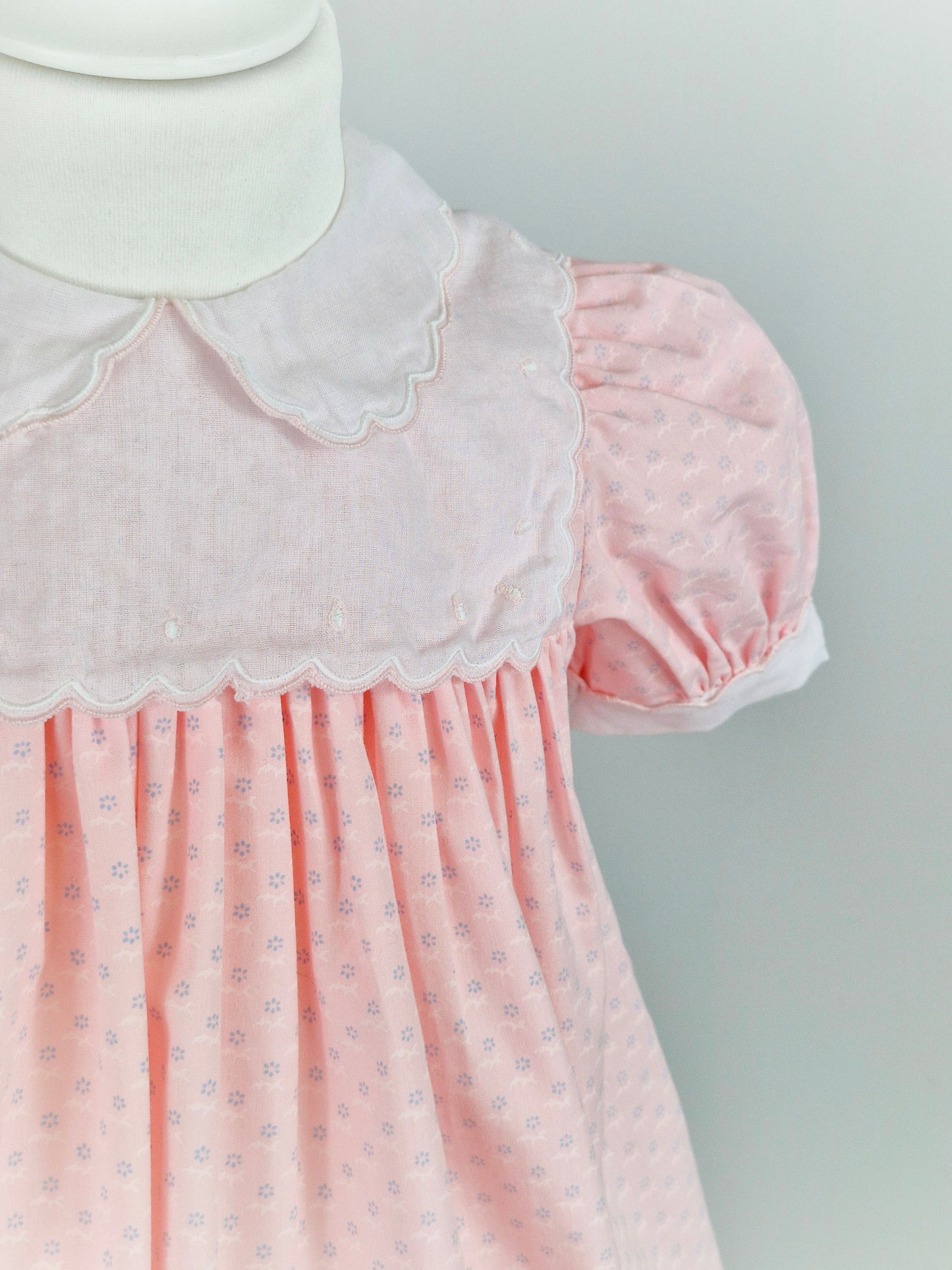 4 years. Sophie Dess vintage dress, pink with white bib and collar
