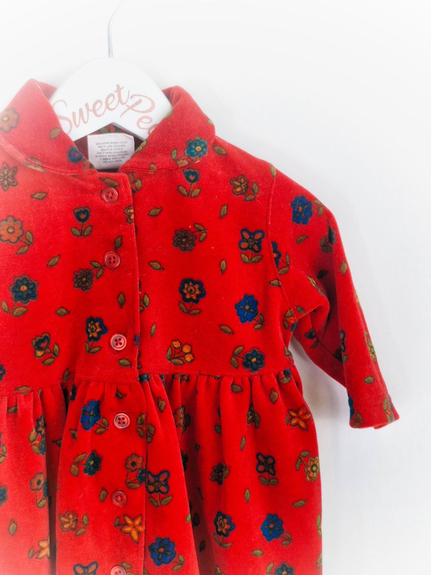 12 months. Red velour vintage Old Navy button down jacket