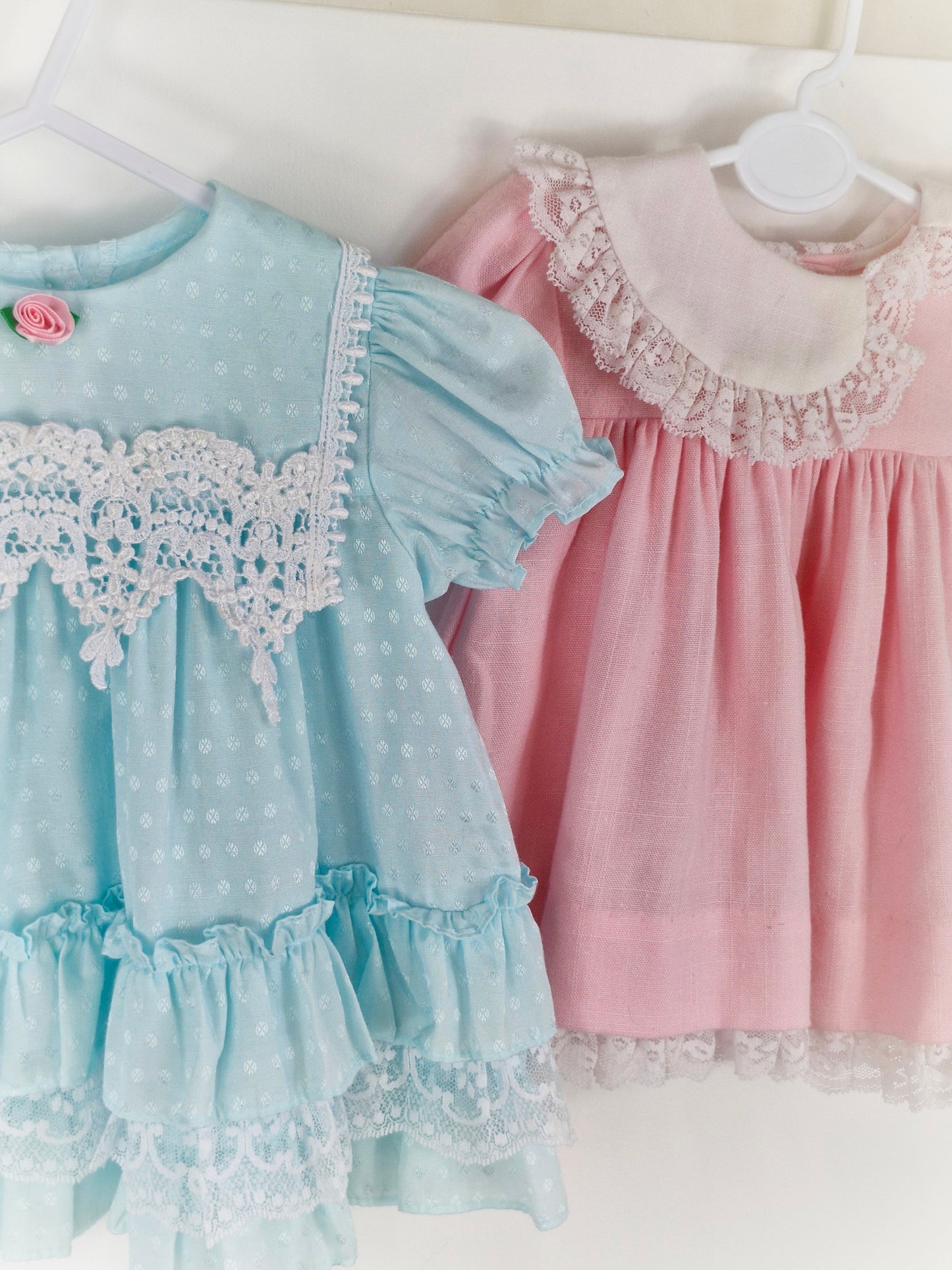9 months bundle. Mint Allison Ann with white lace details and pink dress with lace and white collar
