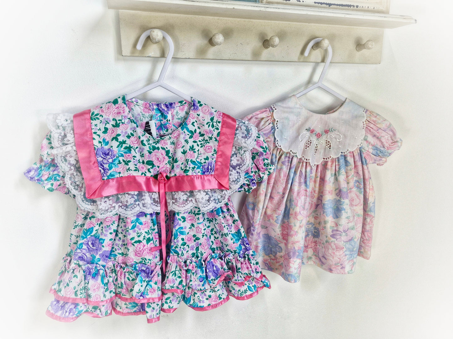 6 months bundle. 2 x vintage dresses. Left is Jolene brand and right is Baby Togs
