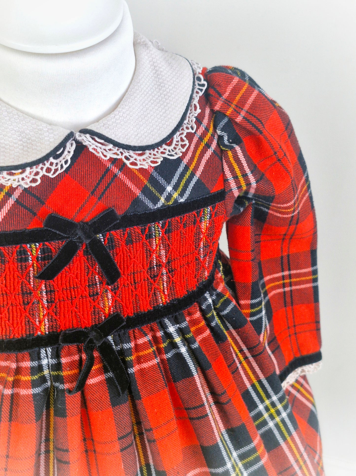 2-3 years. Red tartan vintage smock dress from B.T Kids