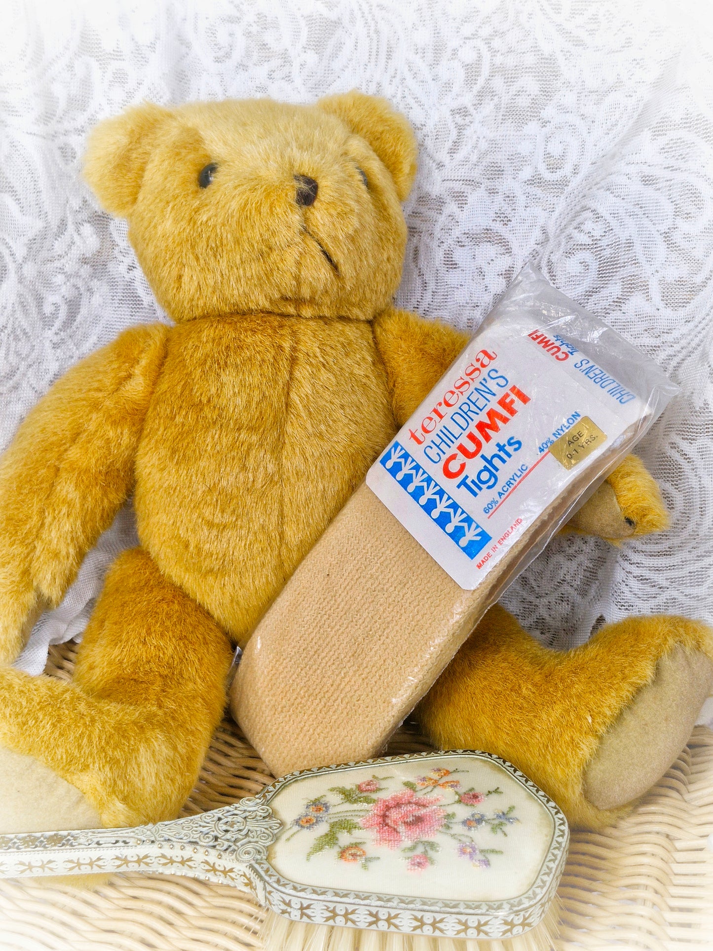 0-1 years. Camel vintage tights.