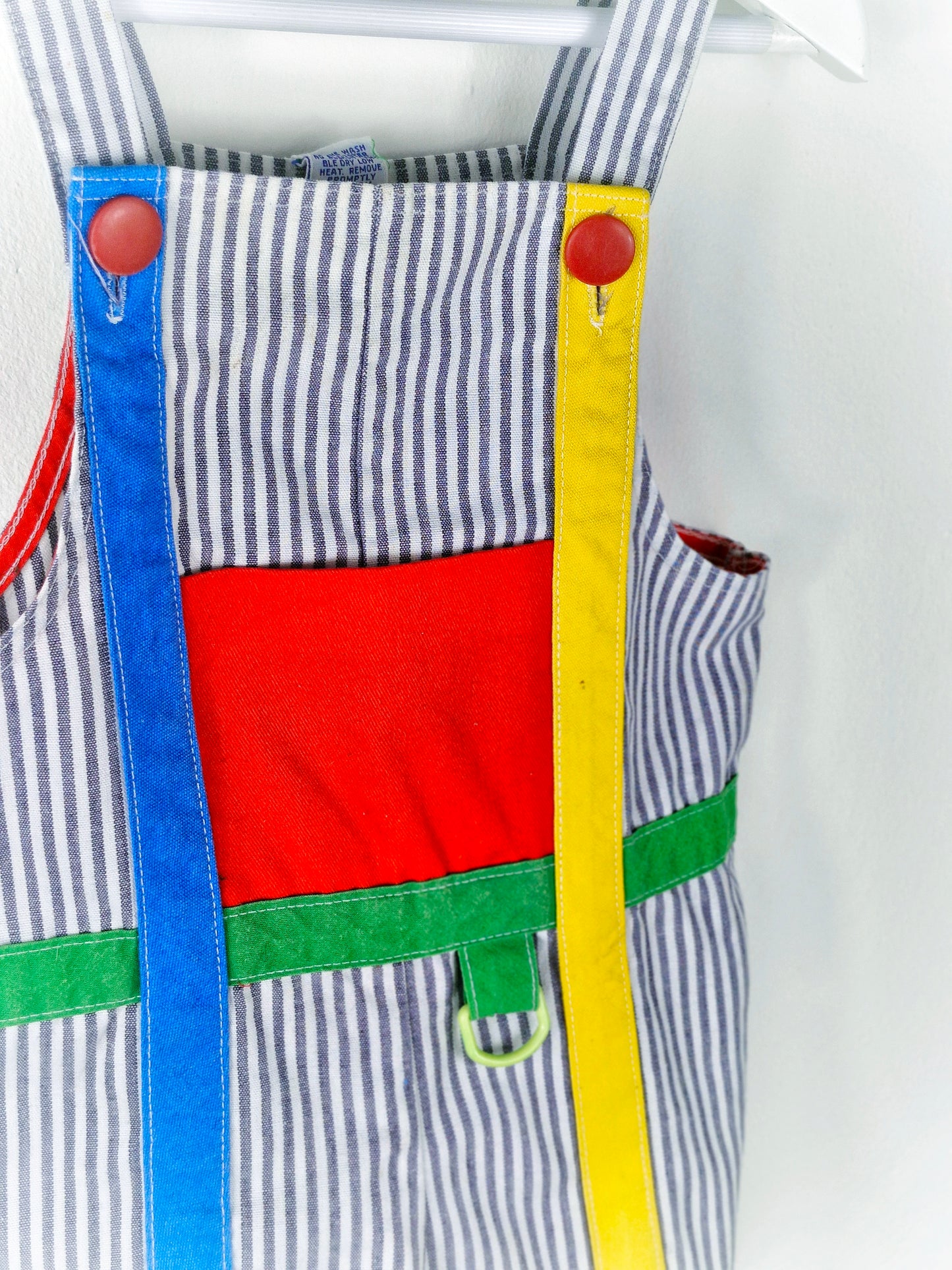 2-3 years. Striped colour block short dungarees