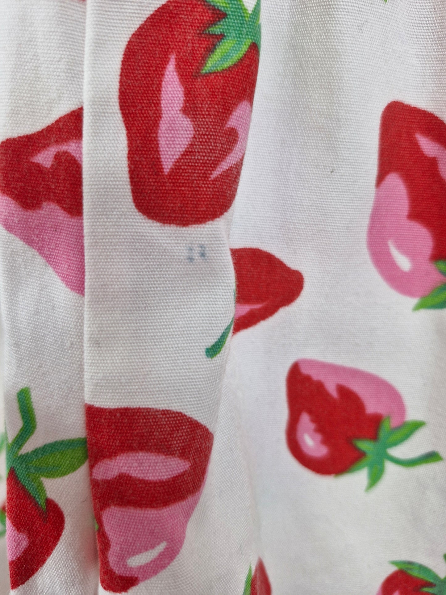 18-24 months. White vintage romper with strawberry print and embroidered collar