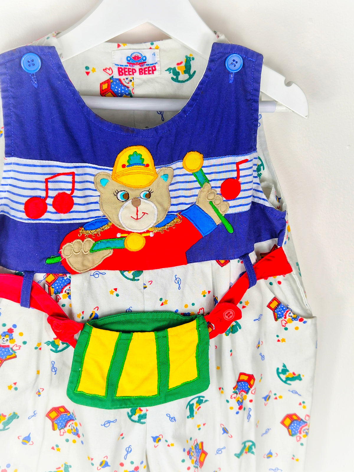 2-3 years. Vintage music bear romper from Beep Beep