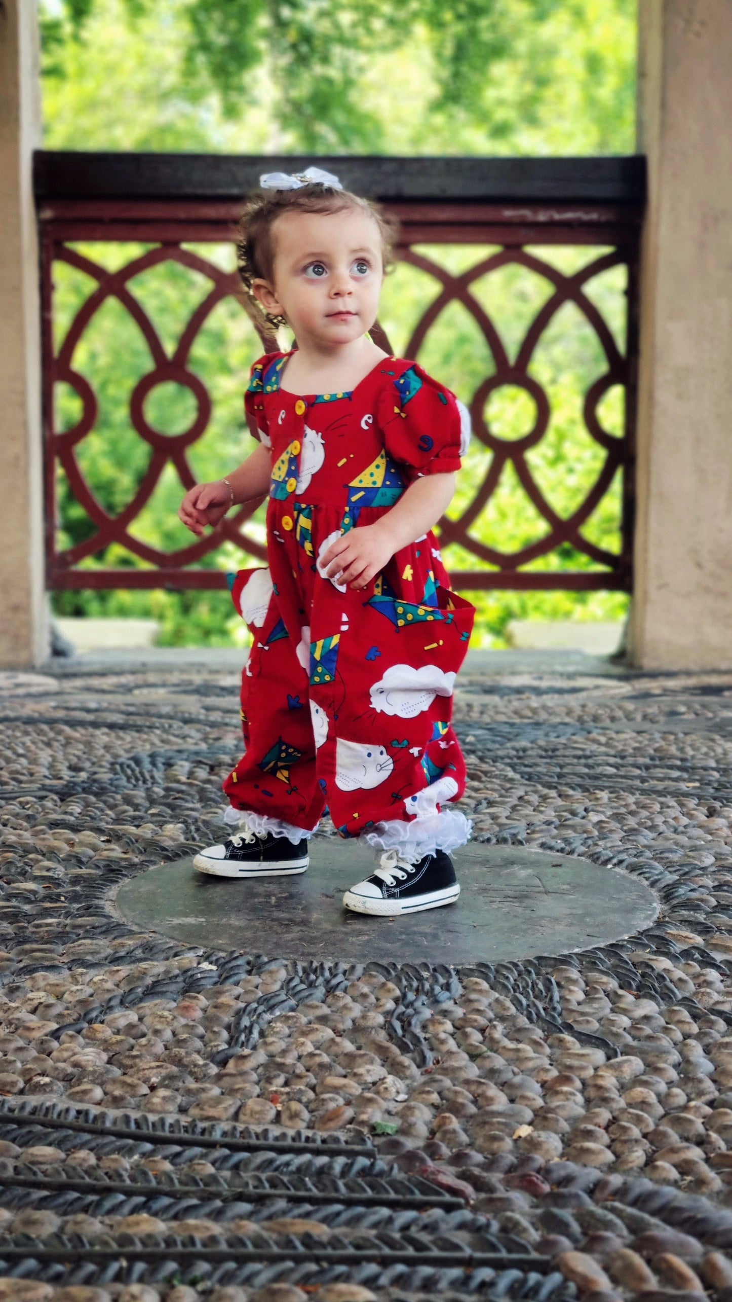 18 months. Red 90s Plum Pudding Ltd romper