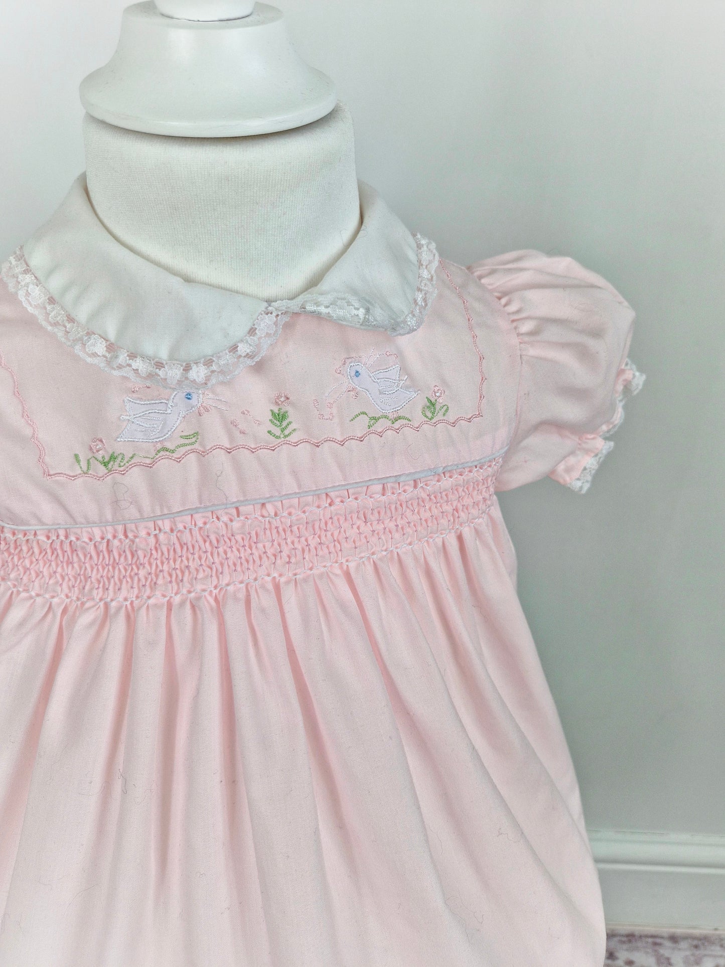 18-24 months. Pink Sugarbaby smocked dress with embroidered birds