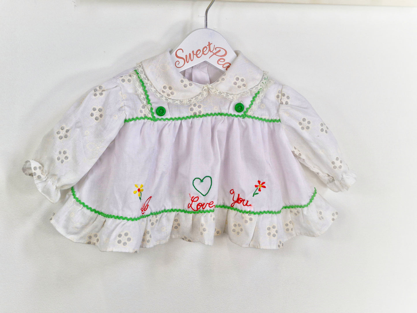 9-12 months, long sleeve top with embroidered "i love you"