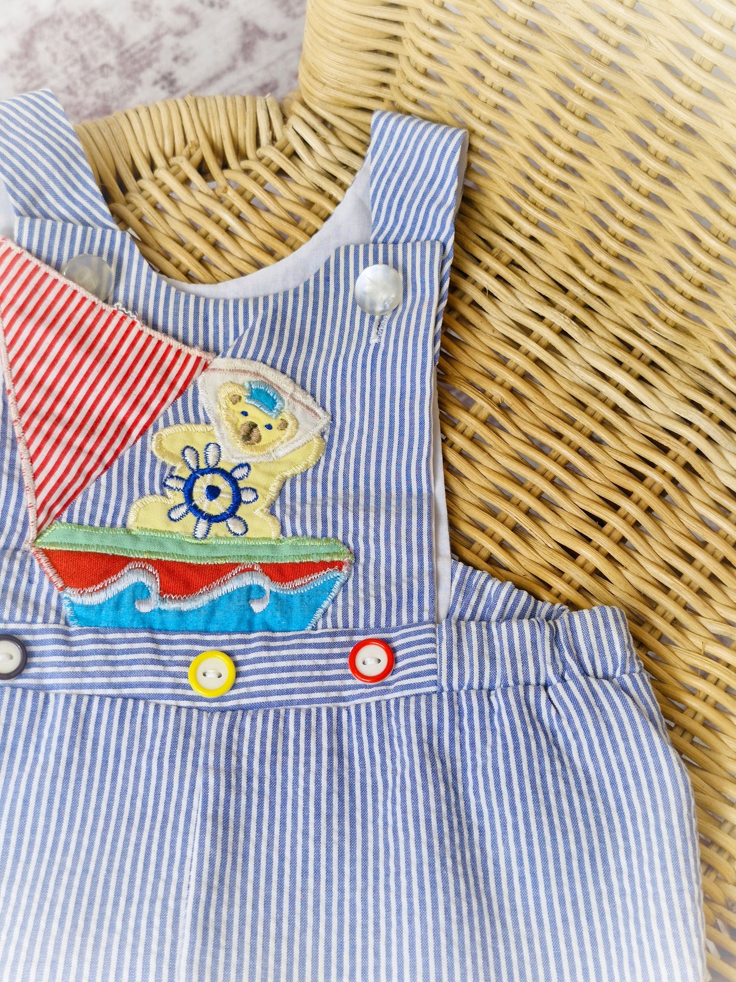 3-6 months. Sailor bear dungarees