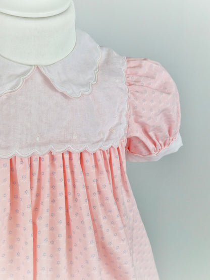 4 years. Sophie Dess vintage dress, pink with white bib and collar