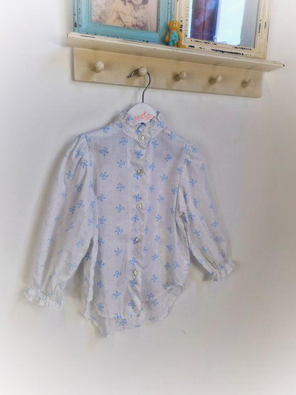 3-4 years blouse. Healthtex, white with blue bows