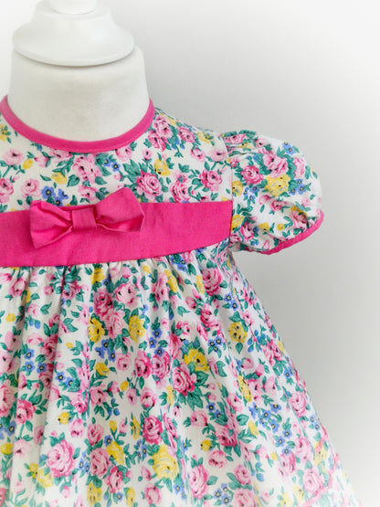 2-3 years. White and pink floral Jolene, full circle with lace hem