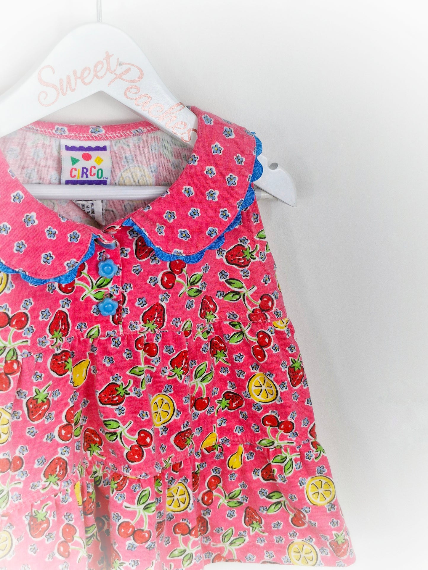 2-3 years. Pink sleeveless vintage top from Circo with fruit print