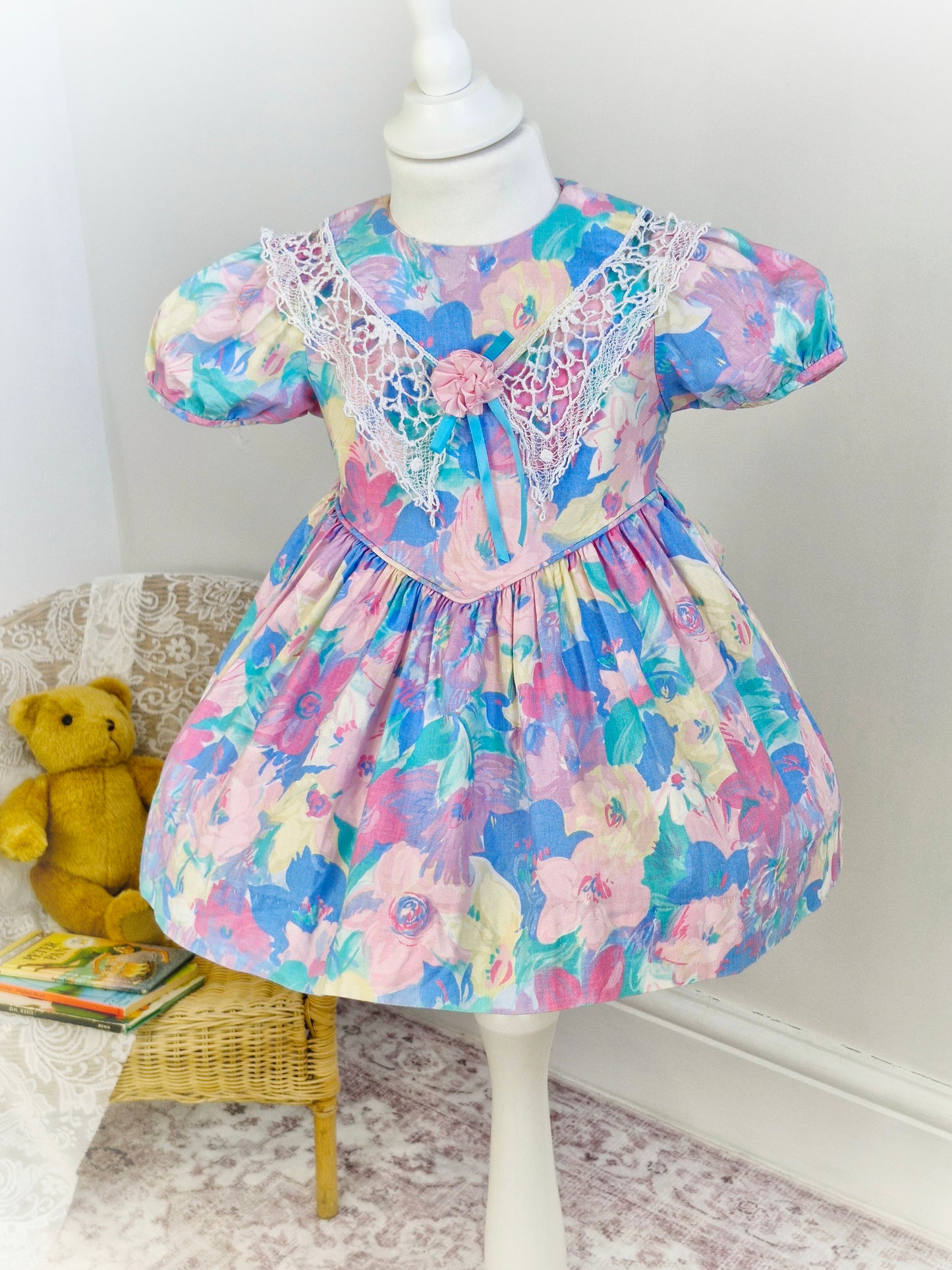 2 years. Pastel floral vintage dress by Rare Editions