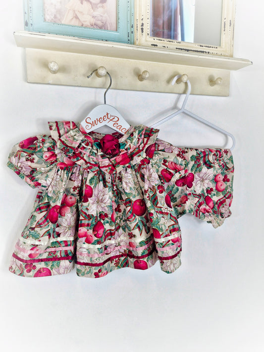 6 months. Two piece vintage autumnal set, dress with bloomers-Hi Girls brand