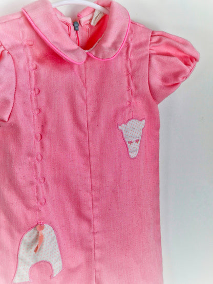 9-12 months. Pink vintage giraffe romper
