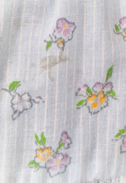 12-18 months. Light blue vintage floral dress with lace details