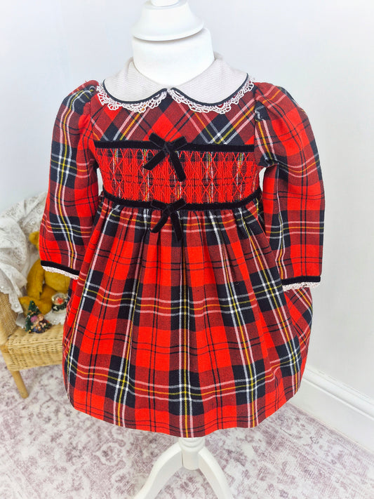 2-3 years. Red tartan vintage smock dress from B.T Kids