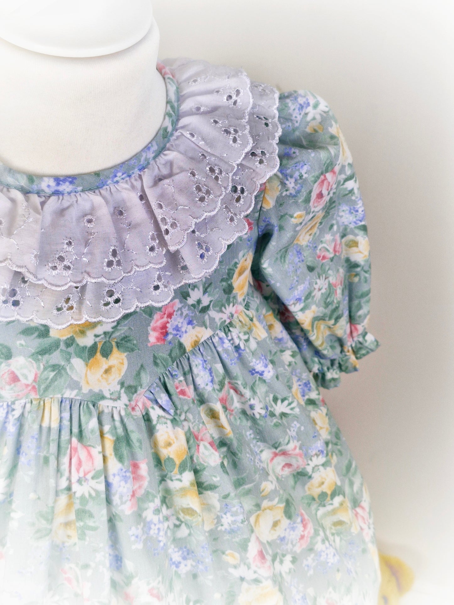 2 years. Floral vintage dress by Little Love with broderie anglais frills