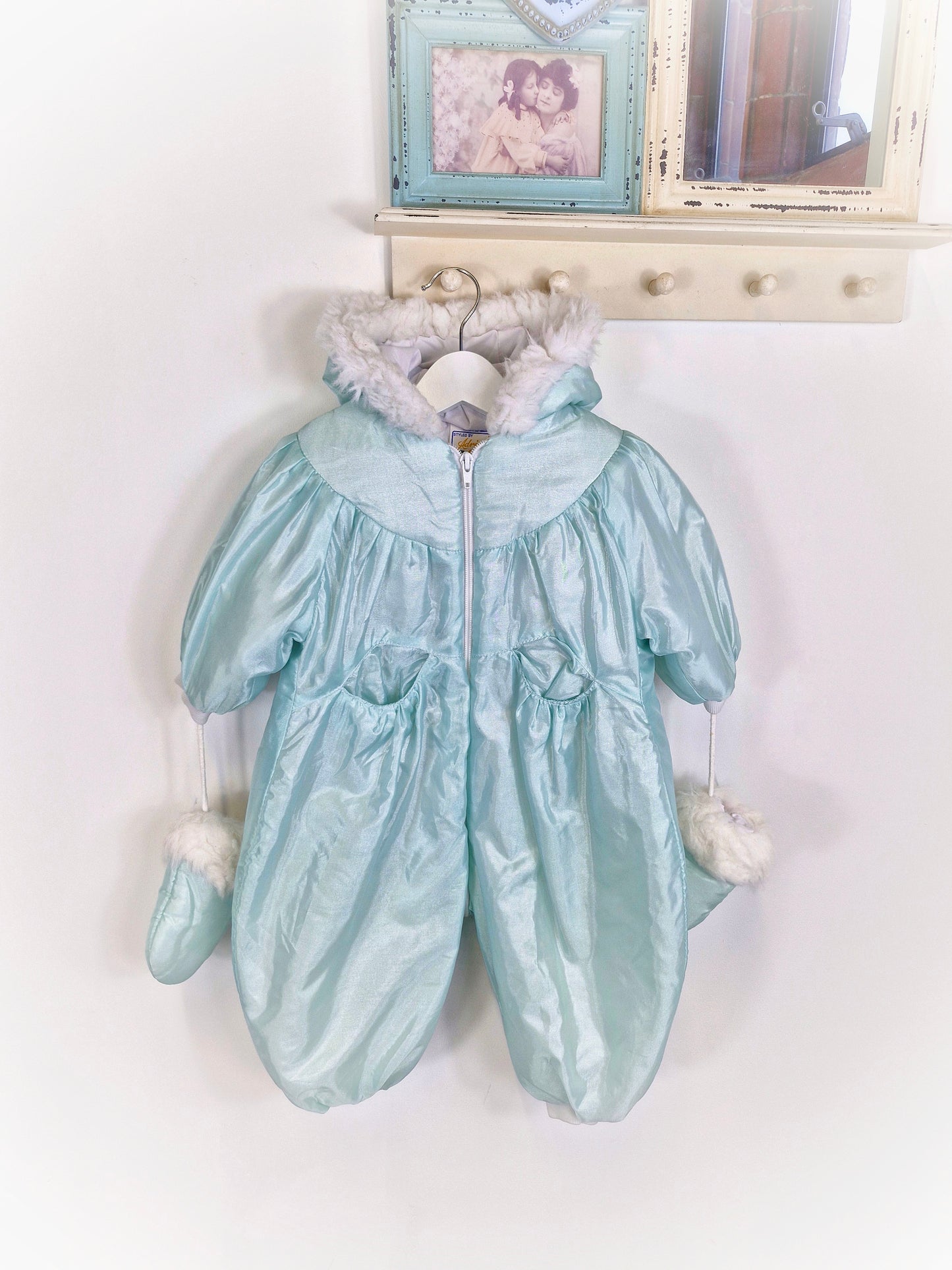 12-18 months. Vintage Adrian Marsh padded snowsuit with mittens