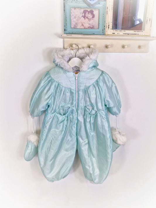 12-18 months. Vintage Adrian Marsh padded snowsuit with mittens