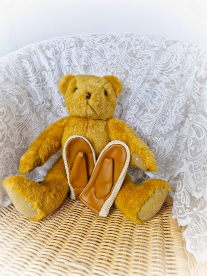 1-2 years. 70s Brown faux leather pirate mittens