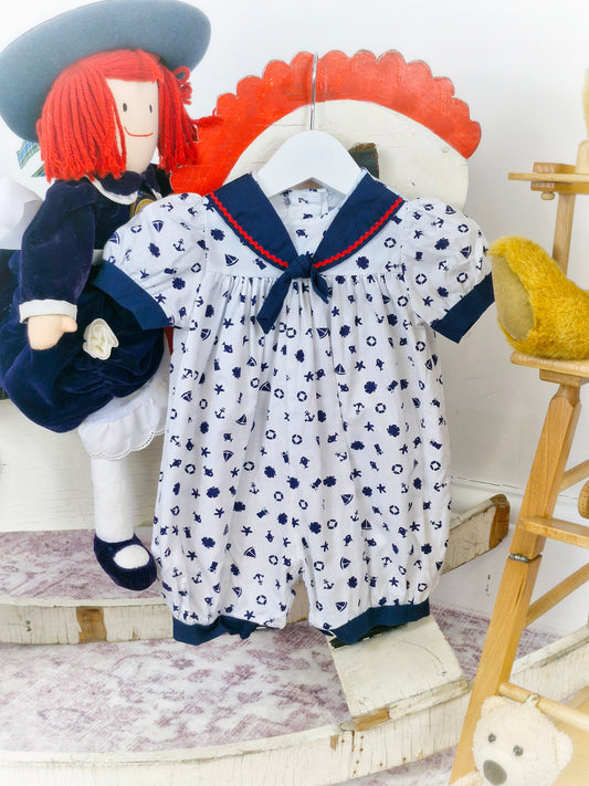 9 months. Vintage romper with sea themed print from Ladybird
