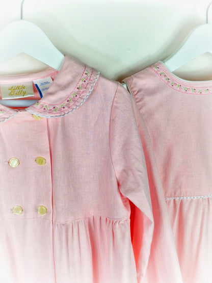 6-7 years. Pink sleeveless dress with embroidered flowers and matching coat set from Little Bitty