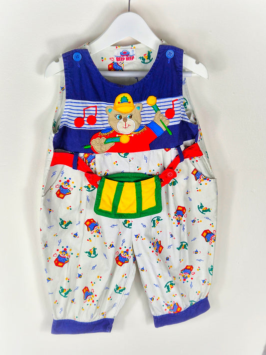 2-3 years. Vintage music bear romper from Beep Beep