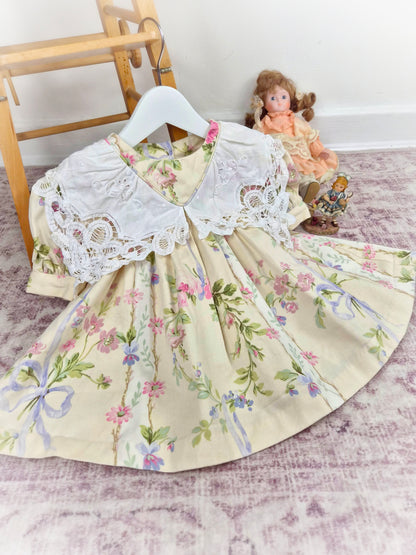 18 months. Vintage dress with floral design and large white lace collar