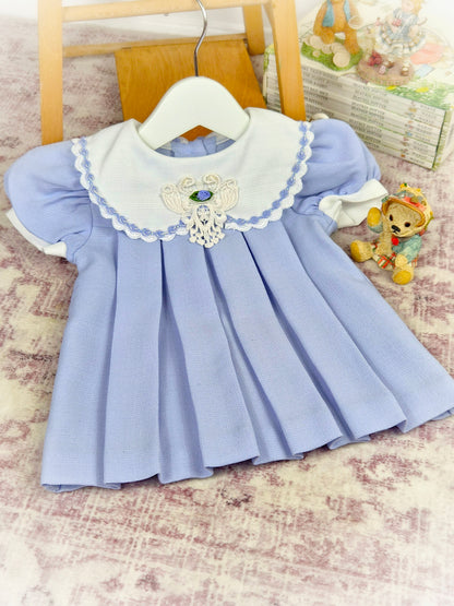 9-12 months. Vintage pleated lavender Youngland dress with white collar