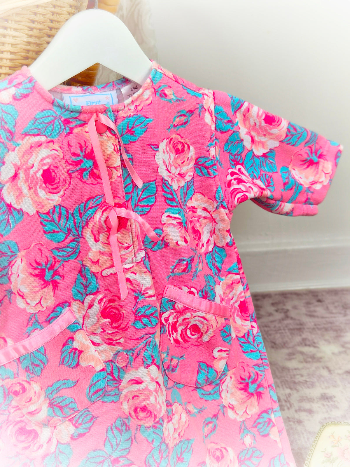 9 months. Pink floral vintage romper