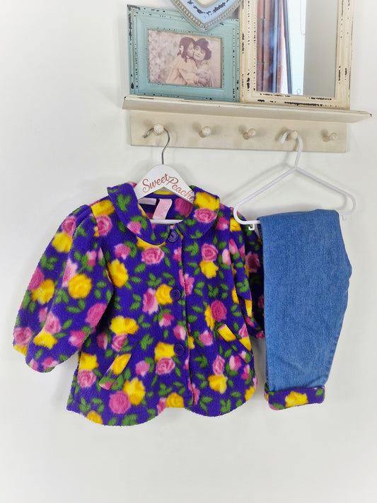 2-3 years. Fleece floral jacket with matching jeans