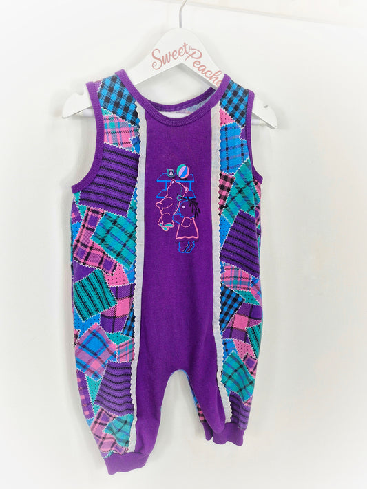 18 months. Vintage Gerber romper with patch work print and cute characters