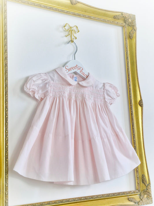 9-12 months. Feltman Bros. Pink smock dress with collar