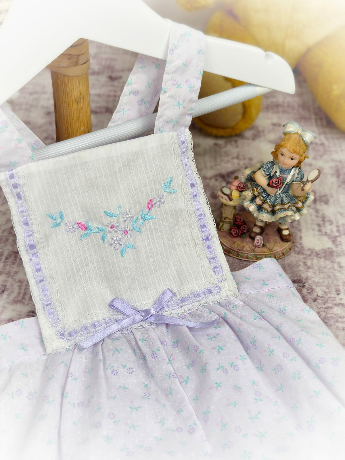 12 months. Lilac vintage romper with embroidered details