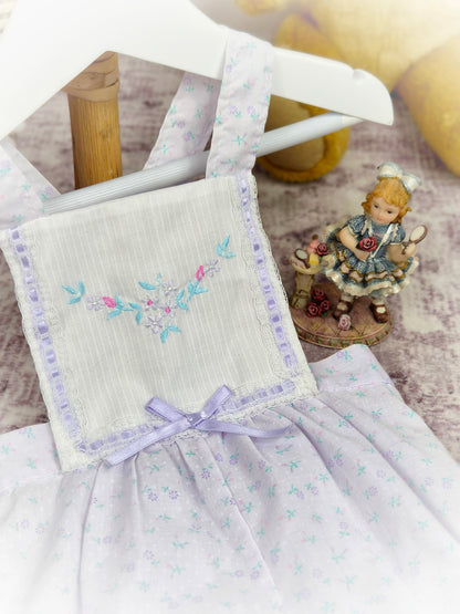12 months. Lilac vintage romper with embroidered details