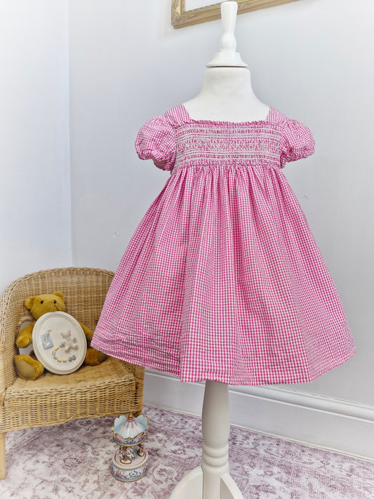 3 years. Pink and white gingham Ralph Lauren dress with white smocking