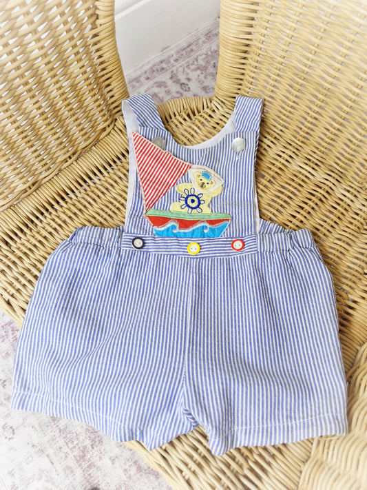 3-6 months. Sailor bear dungarees