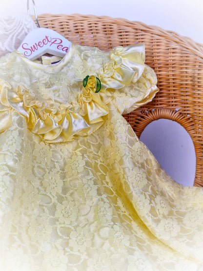18-24 months. Yellow lace vintage dress by Bare Baby