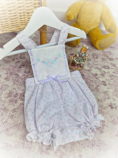 12 months. Lilac vintage romper with embroidered details