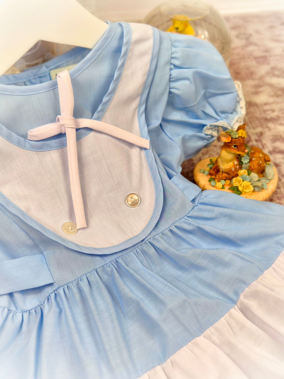 12 months. Blue and white vintage dress from Hug Me