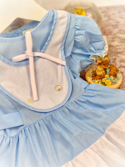 12 months. Blue and white vintage dress from Hug Me