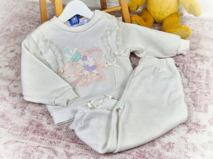 2 years. White vintage tracksuit with ballet bears. See description*
