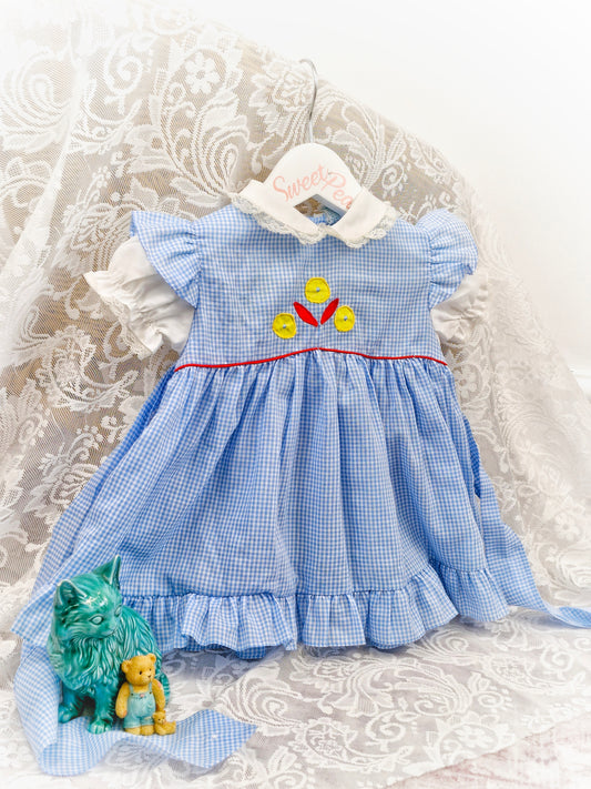 12 months. Blue and white gingham dress