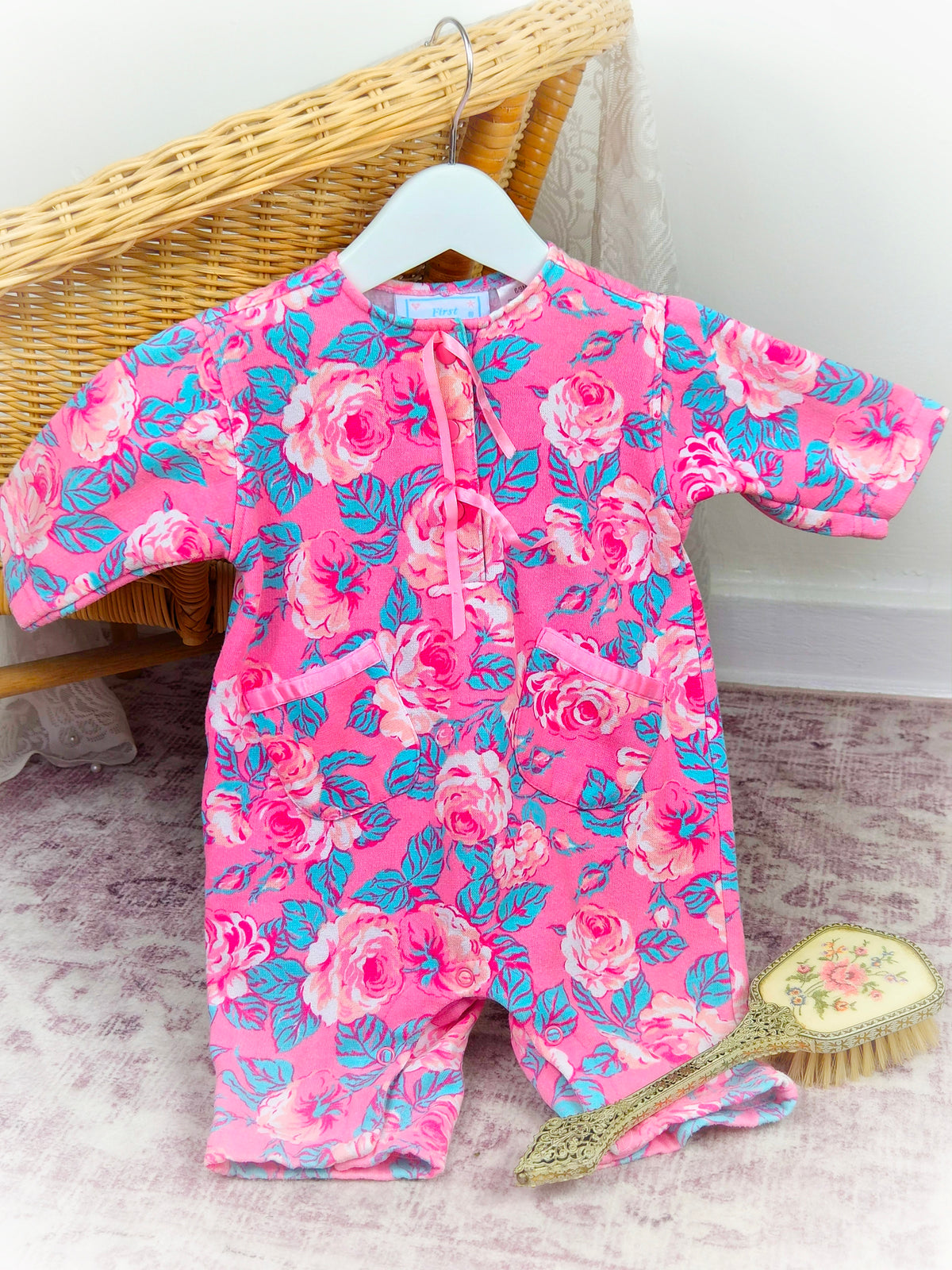 9 months. Pink floral vintage romper