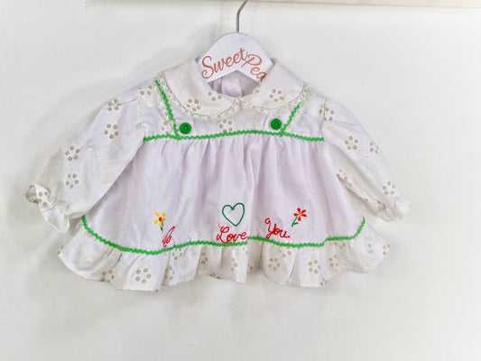 9-12 months, long sleeve top with embroidered "i love you"
