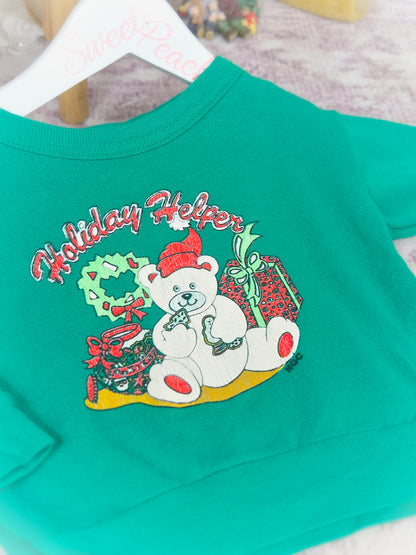 12 months. Green vintage "Holiday Helper" sweater.