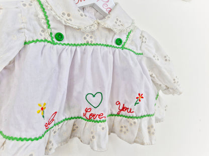 9-12 months, long sleeve top with embroidered "i love you"