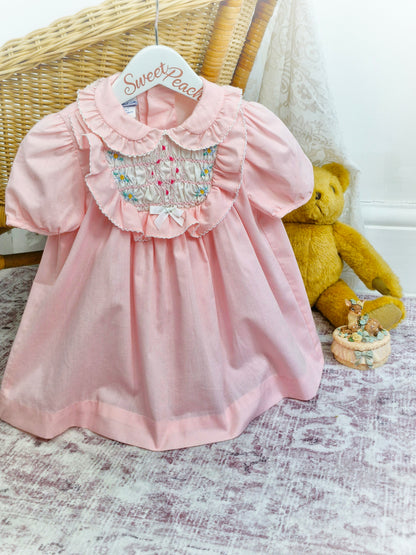 18-24 months. Pink Polly Flinders smock dress with ruffles